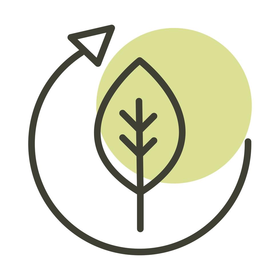 icono de estilo de línea de energía sostenible alternativa ciclo ecológico de hoja vector