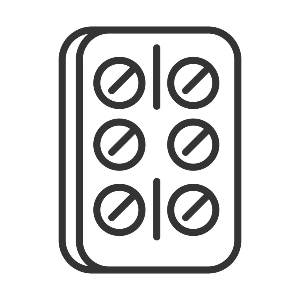 virus covid 19 pandemic painkiller pills line style icon vector
