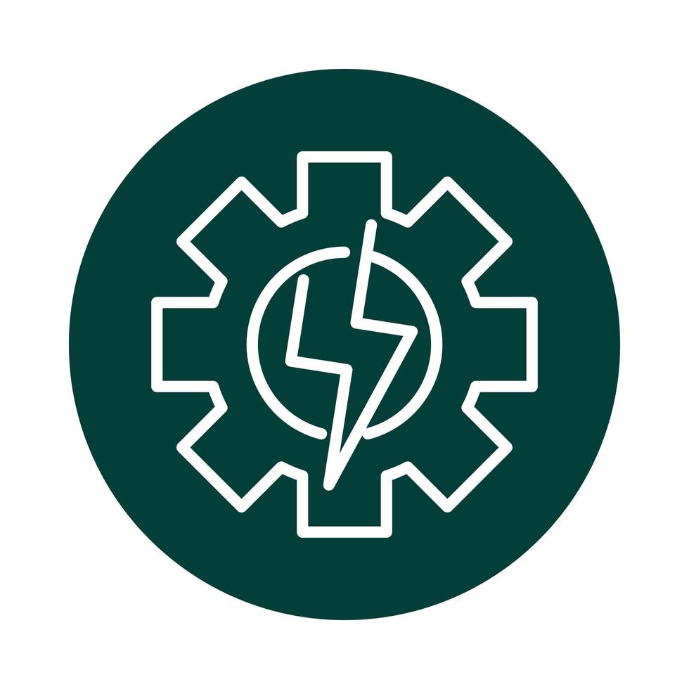 power gear ecology alternative sustainable energy block line style icon vector