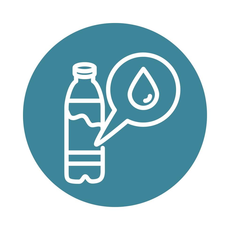 icono de estilo de línea de bloque de botella de agua pandémica covid 19 vector