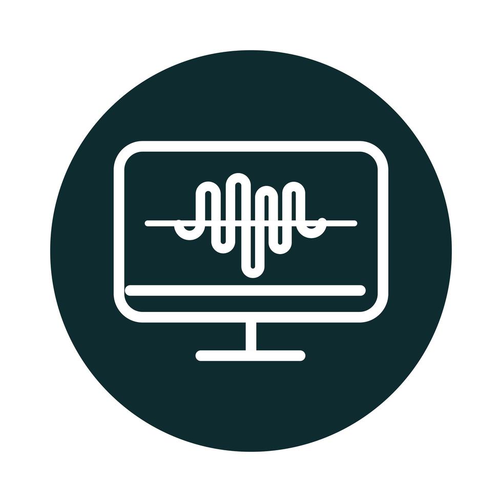 monitor computer equalizer sound block style icon vector