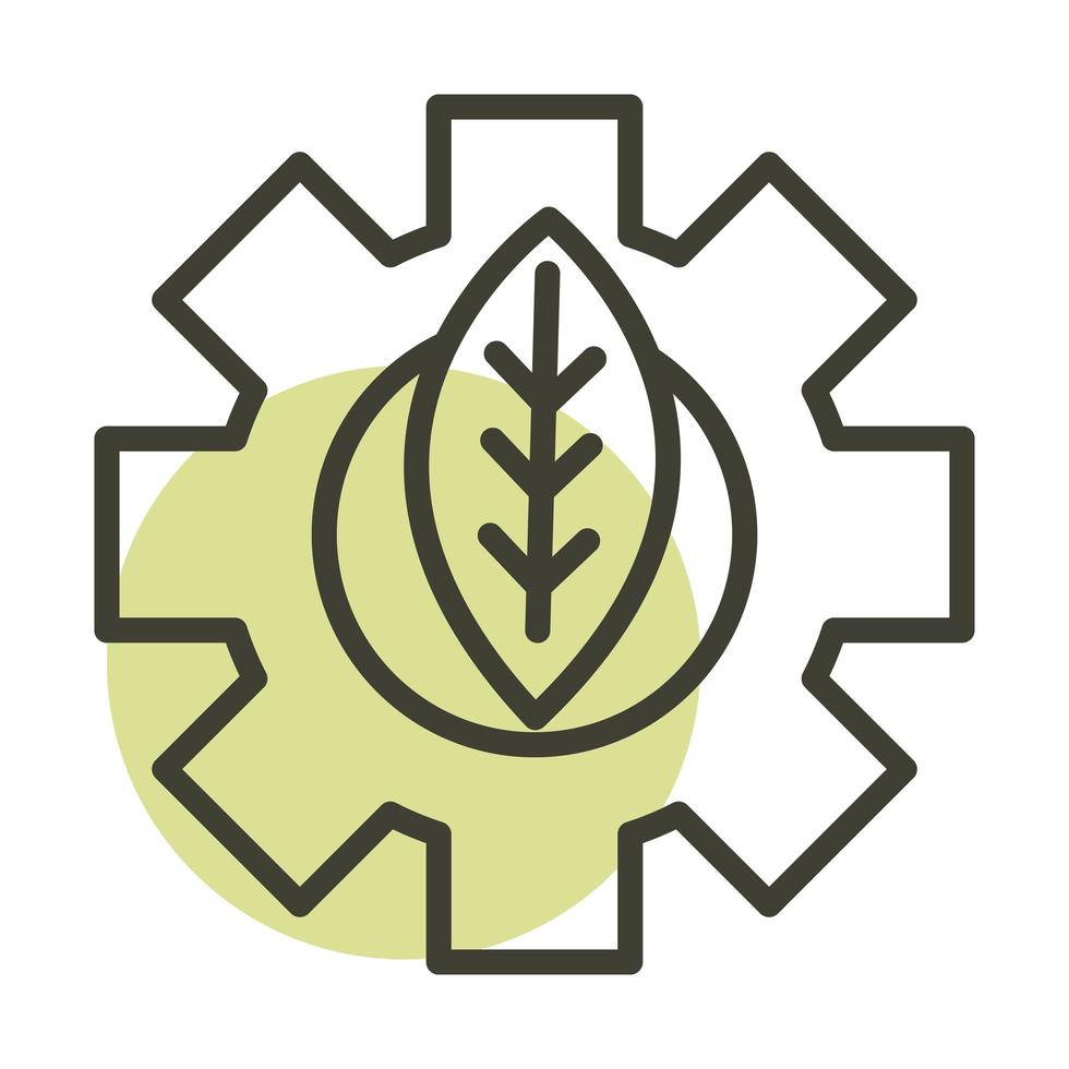 leaf gear alternative sustainable energy line style icon vector