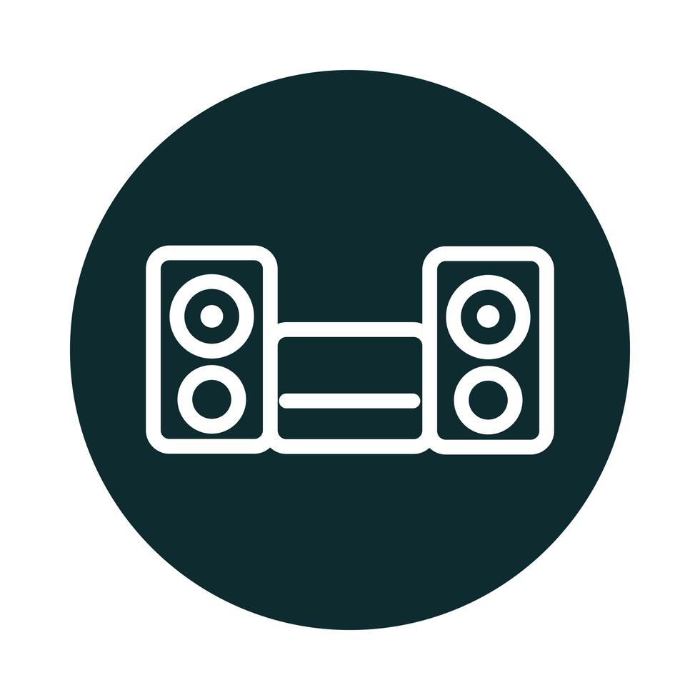 icono de estilo de bloque de sonido de altavoz de equipo de sistema de música vector