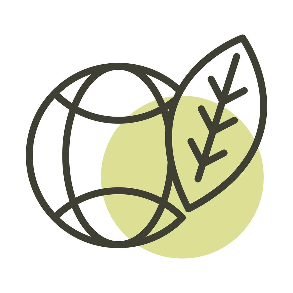 world leaf alternative sustainable energy line style icon vector
