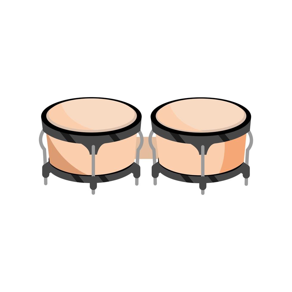 bongo drum percusión instrumento musical icono aislado vector
