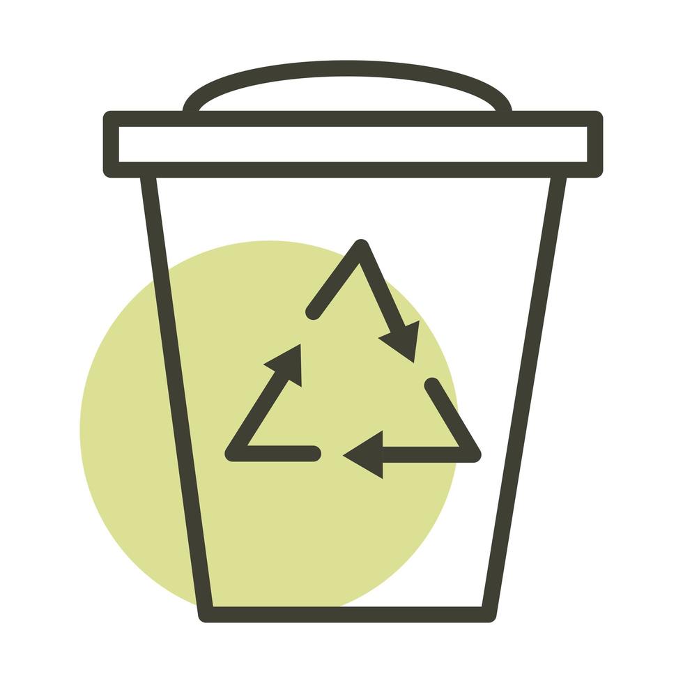 papelera de reciclaje icono de estilo de línea de energía sostenible alternativa vector
