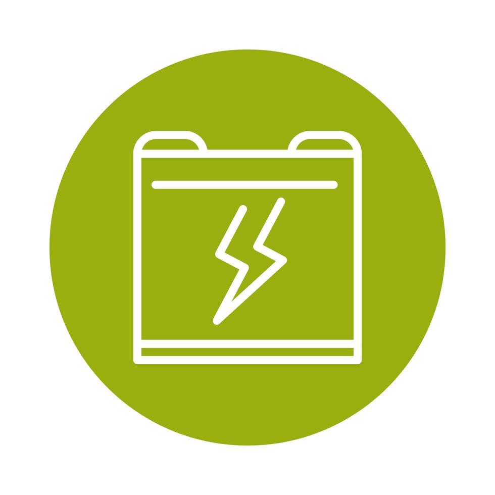 battery power supply alternative sustainable energy block line style icon vector