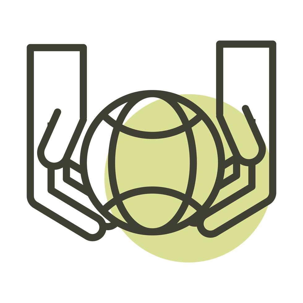 hands and world alternative sustainable energy line style icon vector