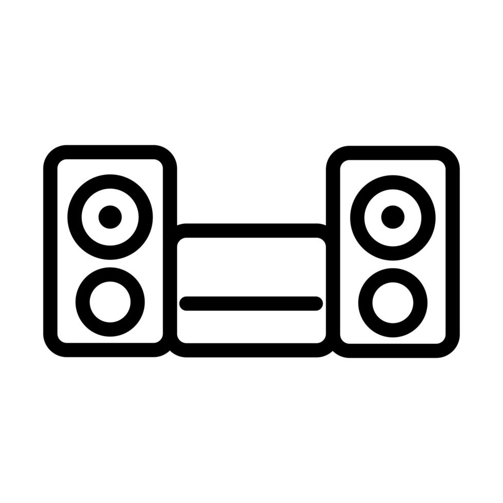 icono de estilo de línea de sonido de altavoz de equipo de sistema de música vector