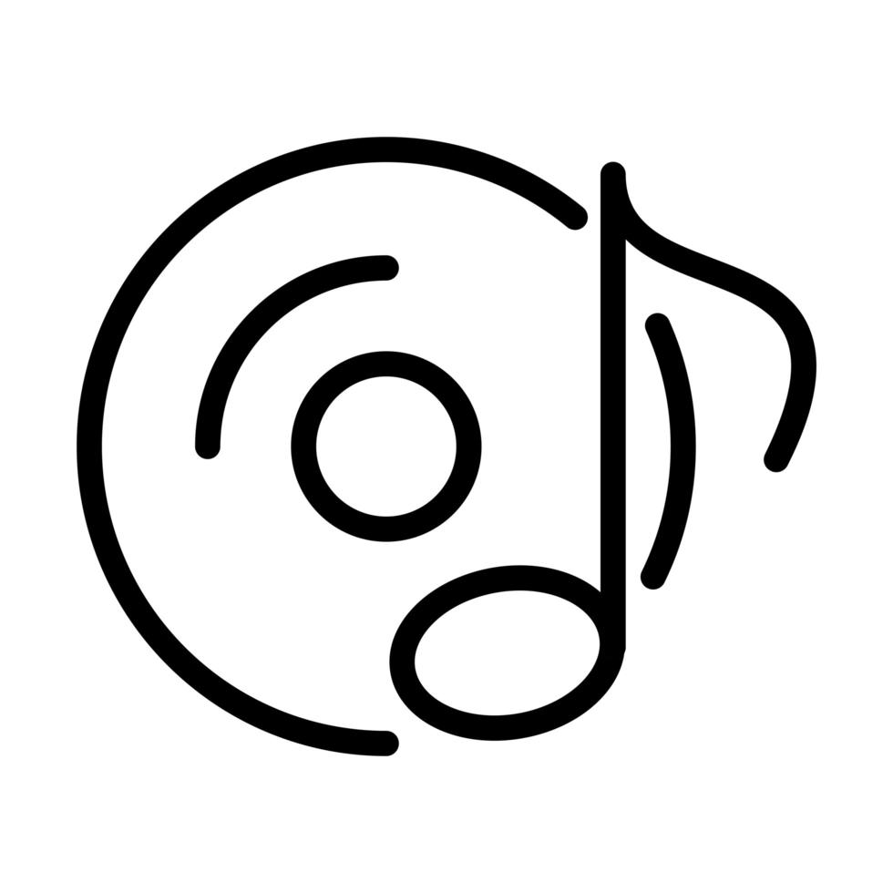 icono de estilo de línea de sonido de nota musical y vinilo vector