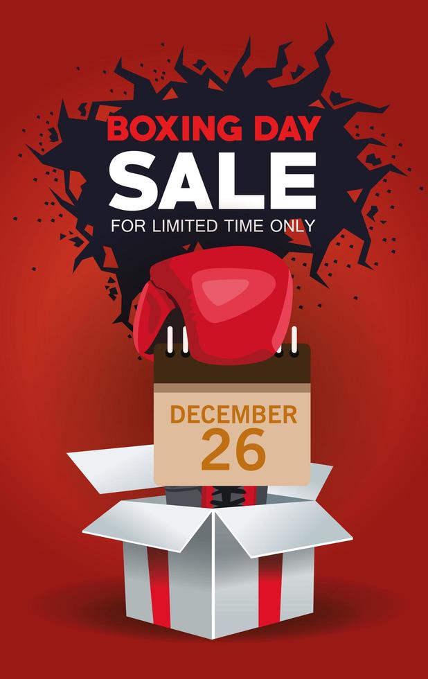 boxing day sale poster with gift and calendar vector