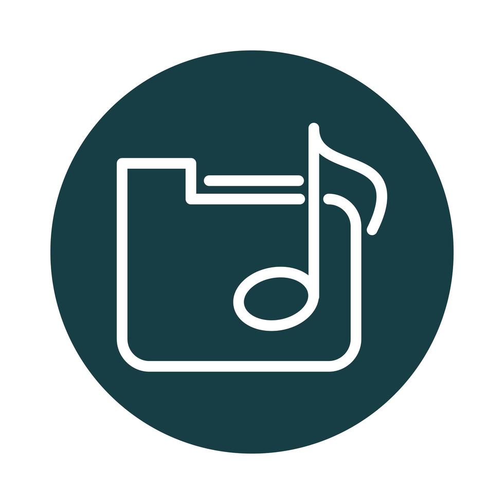 folder file music note sound block style icon vector
