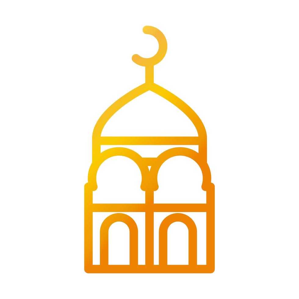 mosque moon temple ramadan arabic islamic celebration gradient line icon vector