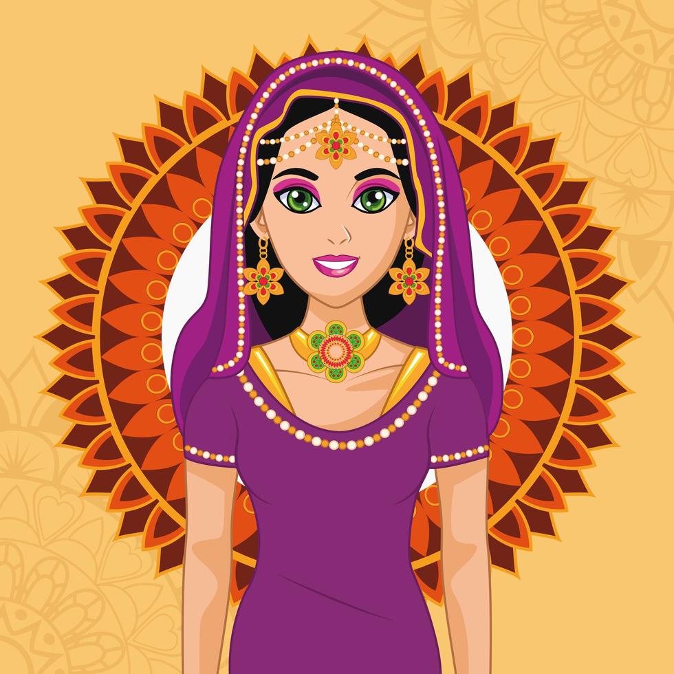 arab bride and frame vector