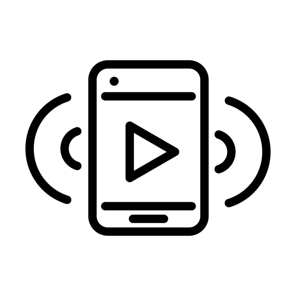 smartphone music audio sound line style icon vector