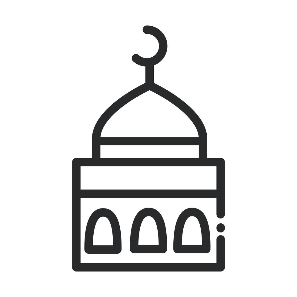 mosque moon temple ramadan arabic islamic celebration line style icon vector