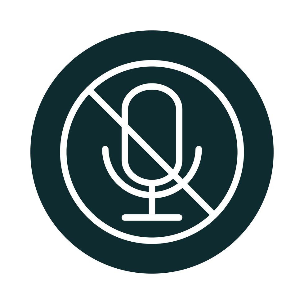 microphone audio muted sound block style icon vector