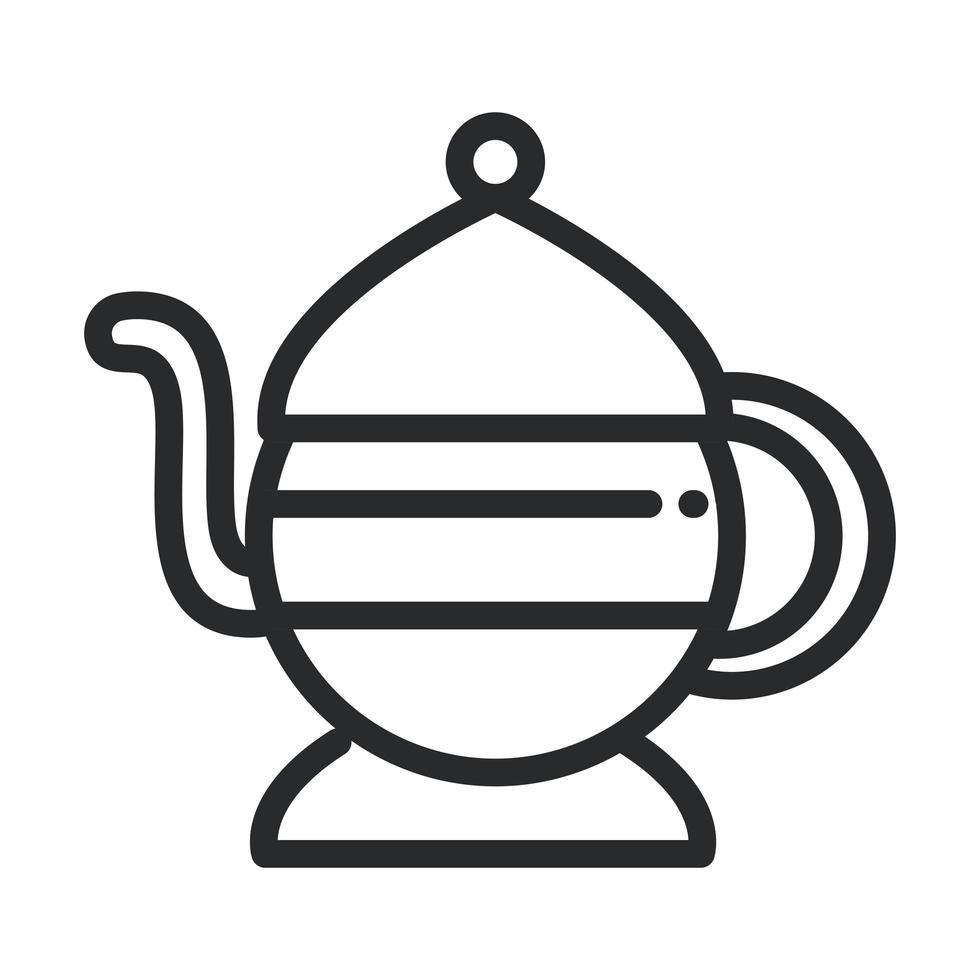 traditional teapot ramadan arabic islamic celebration line style icon vector