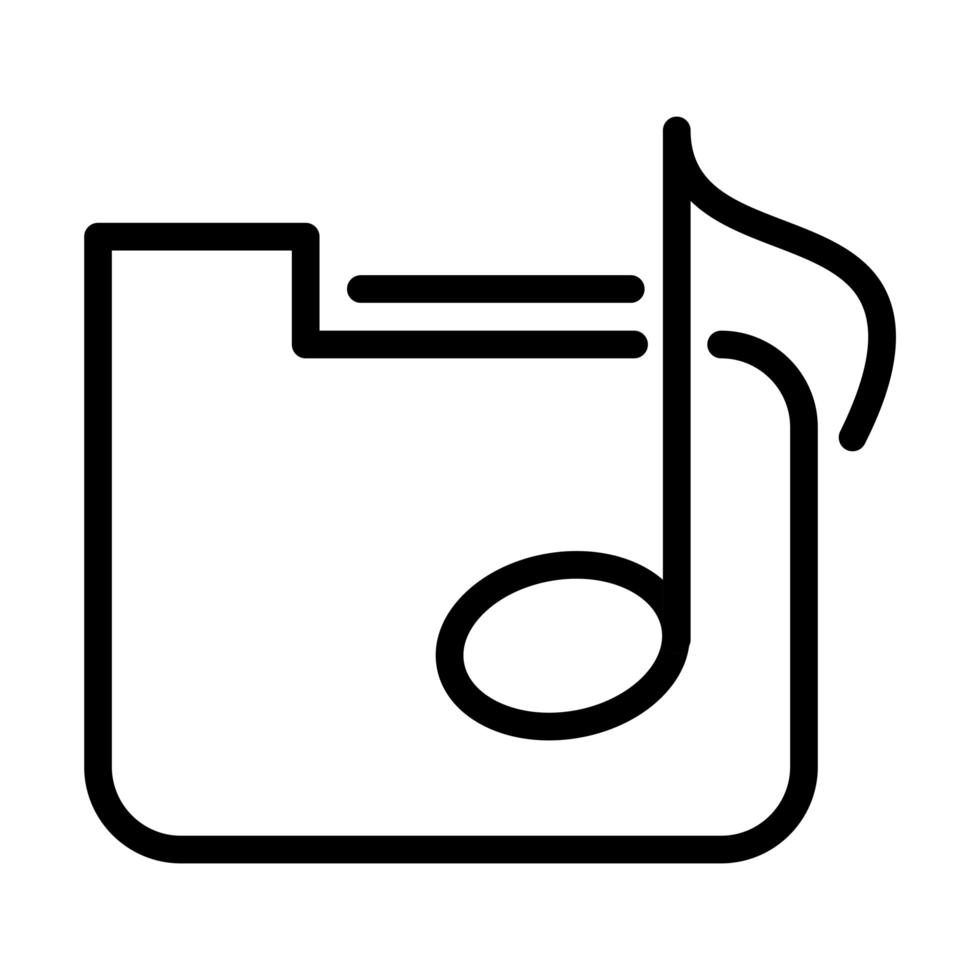 folder file music note sound line style icon vector