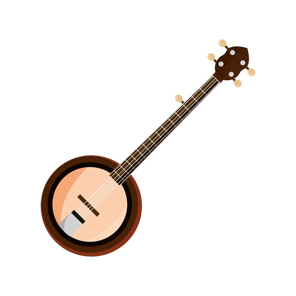 Instrumento musical de cuerda de banjo icono aislado vector