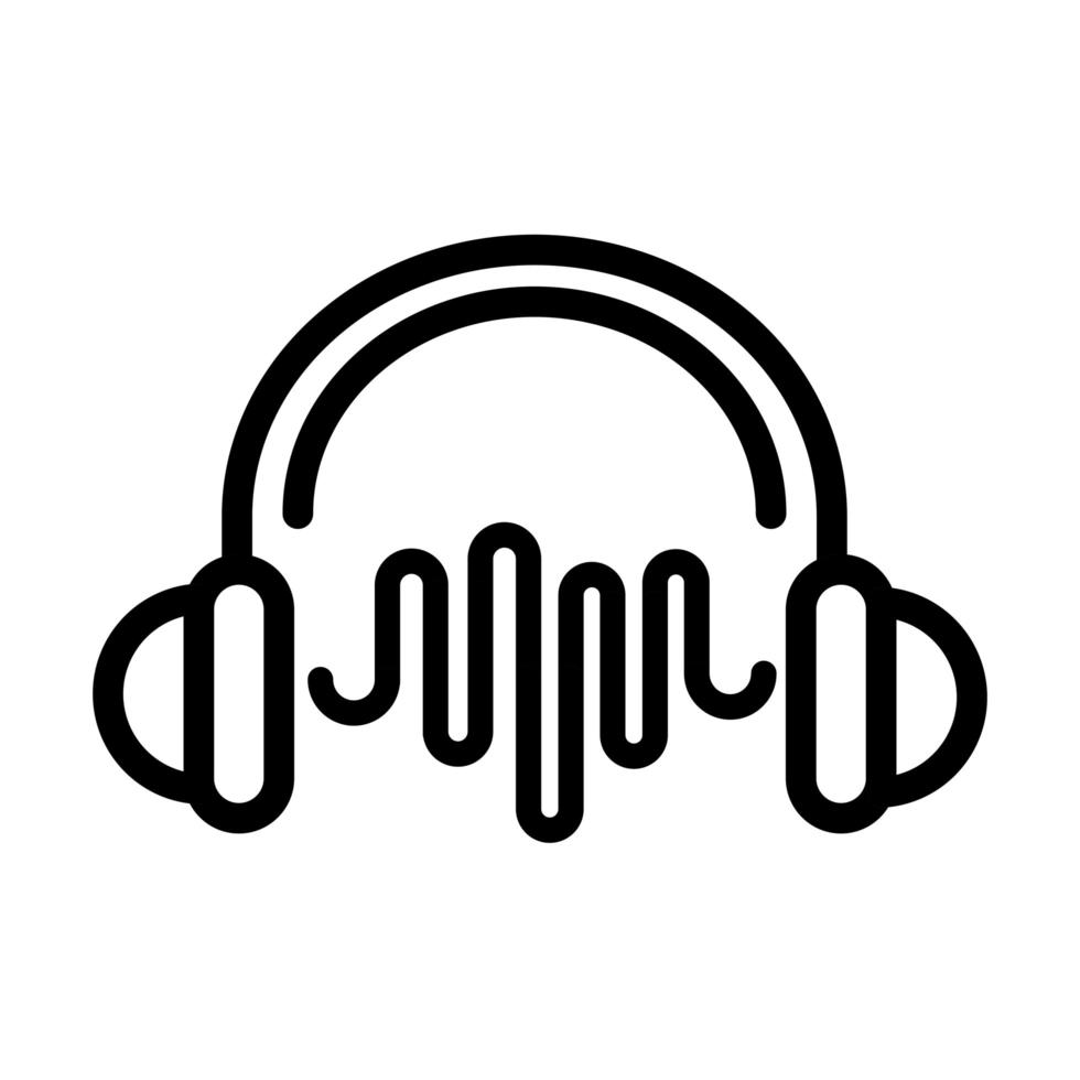 headphones wave frequency sound line style icon vector