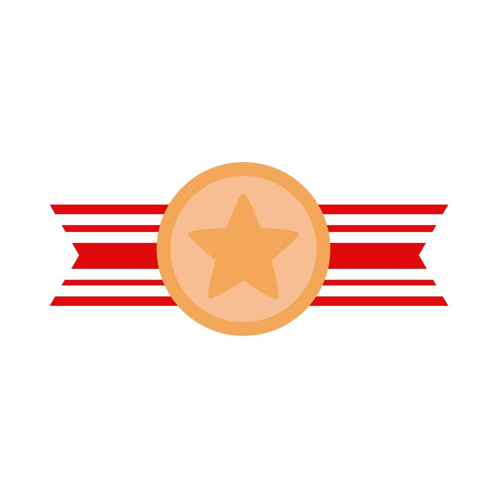 memorial day star medal ribbon decoration american celebration flat style icon vector