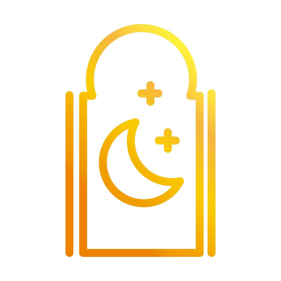 templo de la luna y la estrella ramadán árabe celebración islámica icono de línea de gradiente vector
