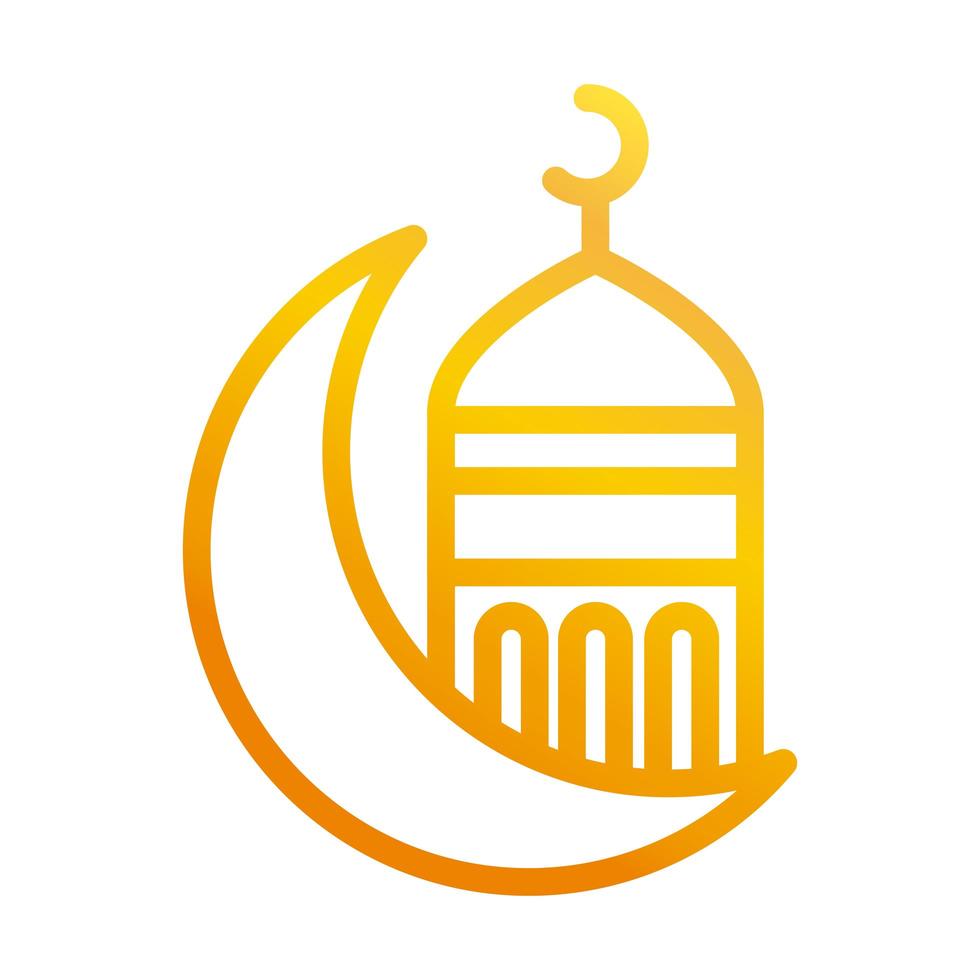 half moon mosque temple ramadan arabic islamic celebration gradient line icon vector