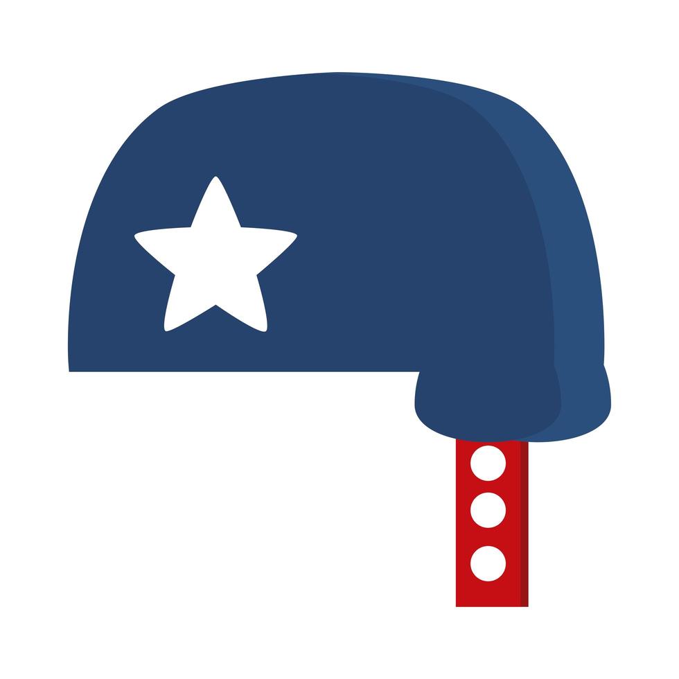 memorial day blue helmet with star american celebration flat style icon vector