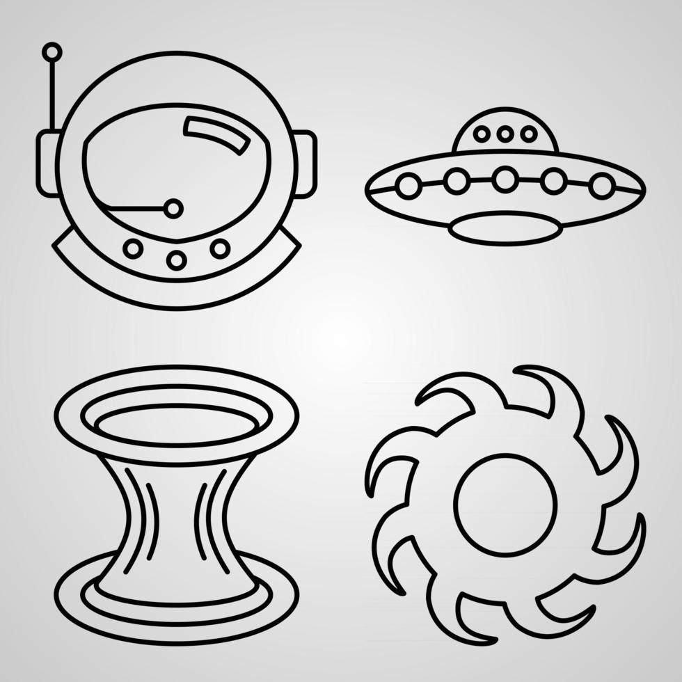 Space Icon Collection White Color Background vector