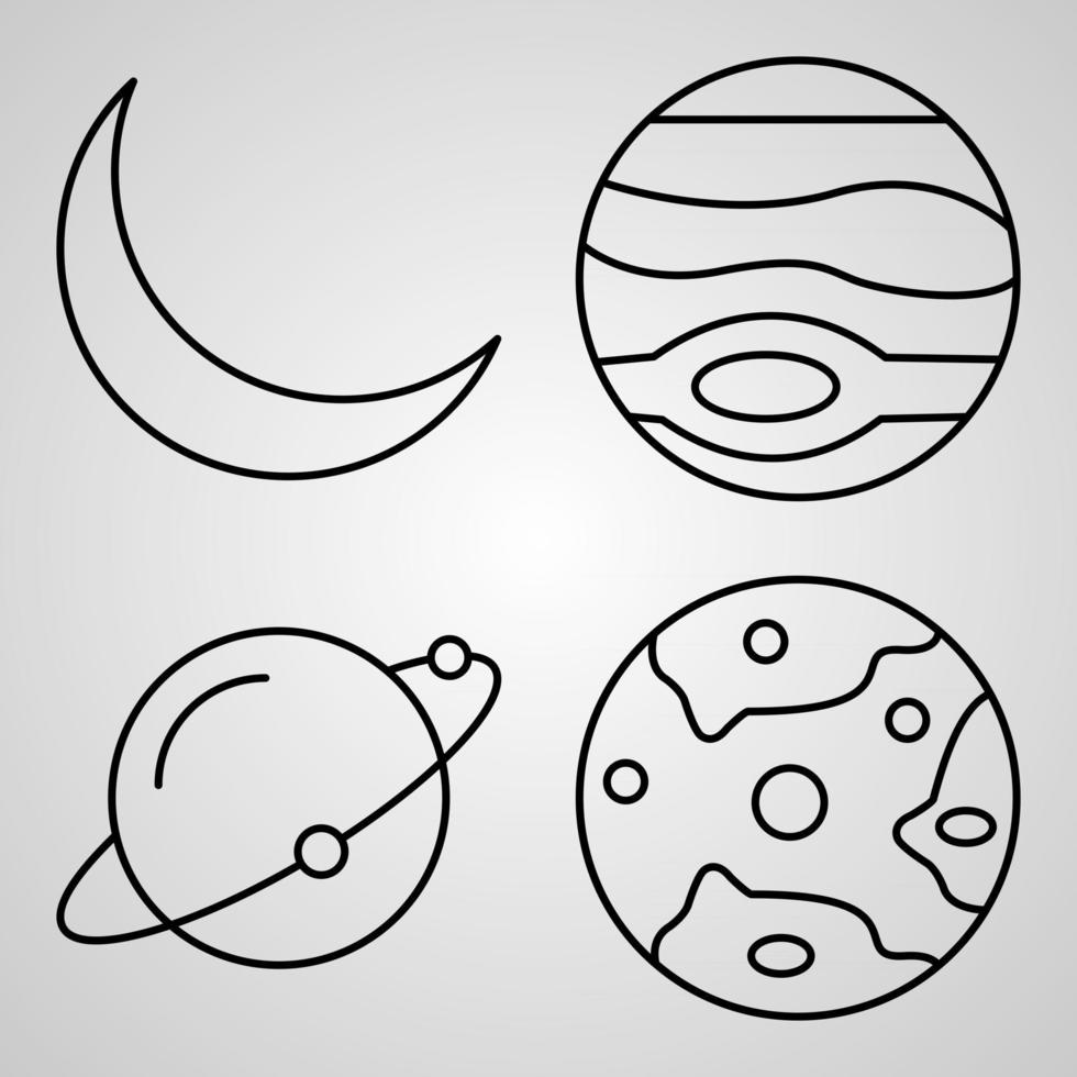 conjunto de iconos simple de iconos de línea relacionados con el espacio vector