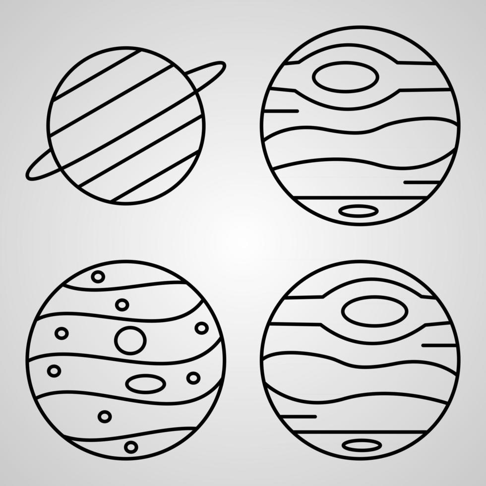 Space Symbol Collection On White background Space Outline Icons vector