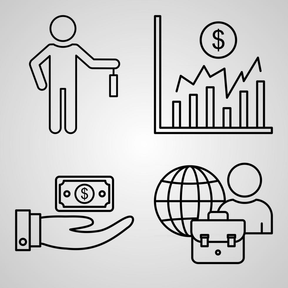 Set of Business Icons Vector Illustration Isolated on White Background