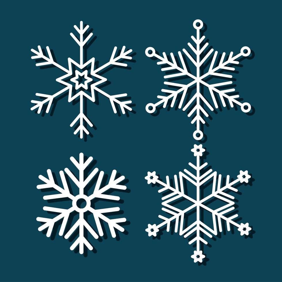 set of snowflakes christmas decoration vector