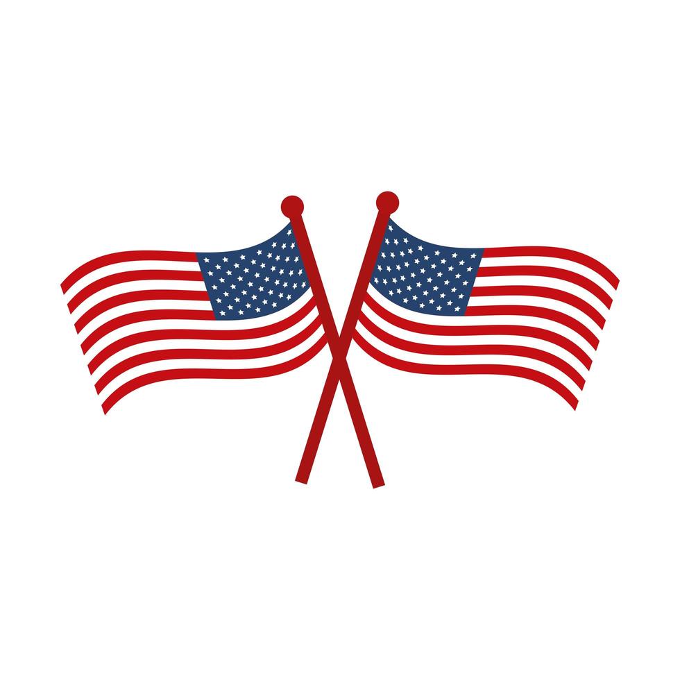 memorial day crossed flags national american celebration flat style icon vector