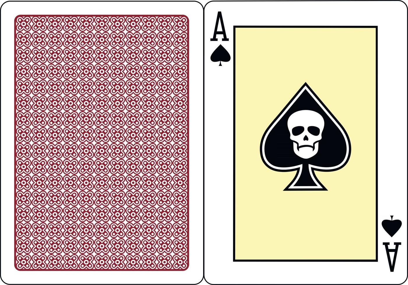 skull with ace of spades playing card vector