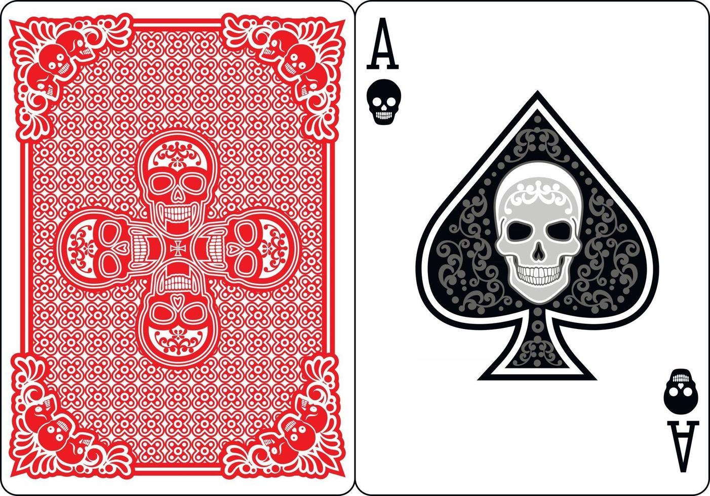 skull with ace of spades playing card vector
