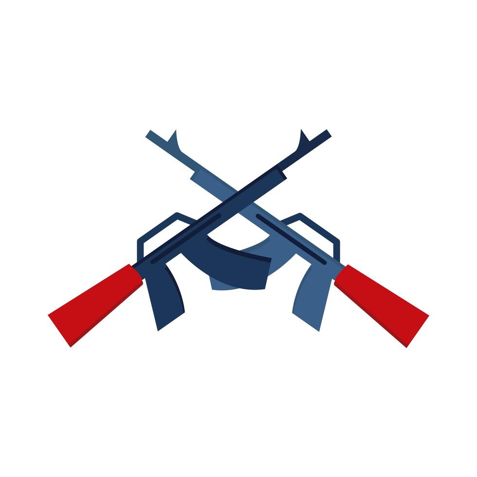 memorial day crossed gun military american celebration flat style icon vector
