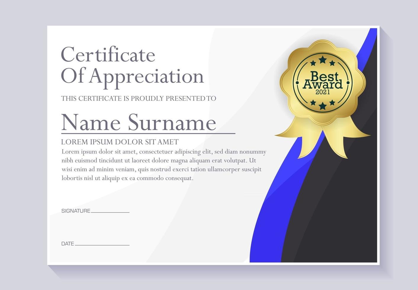 abstract certificate award template vector