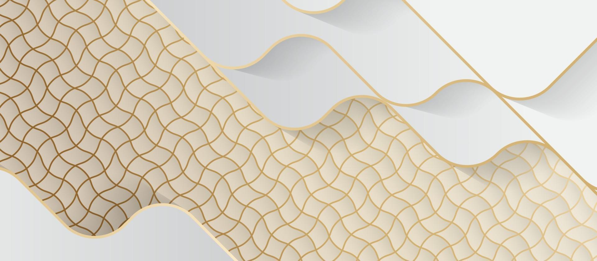 abstract wave background with elegant gold white vector