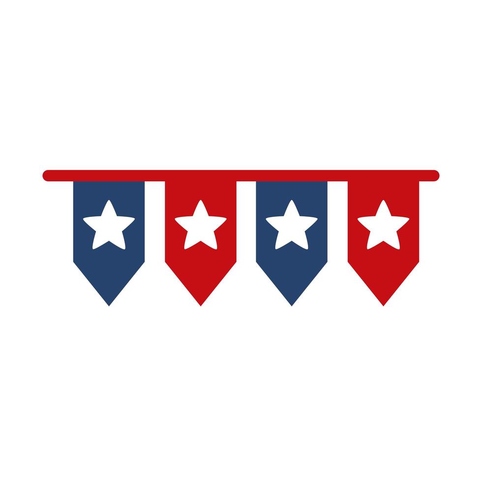 memorial day pendants with stars decoration american celebration flat style icon vector