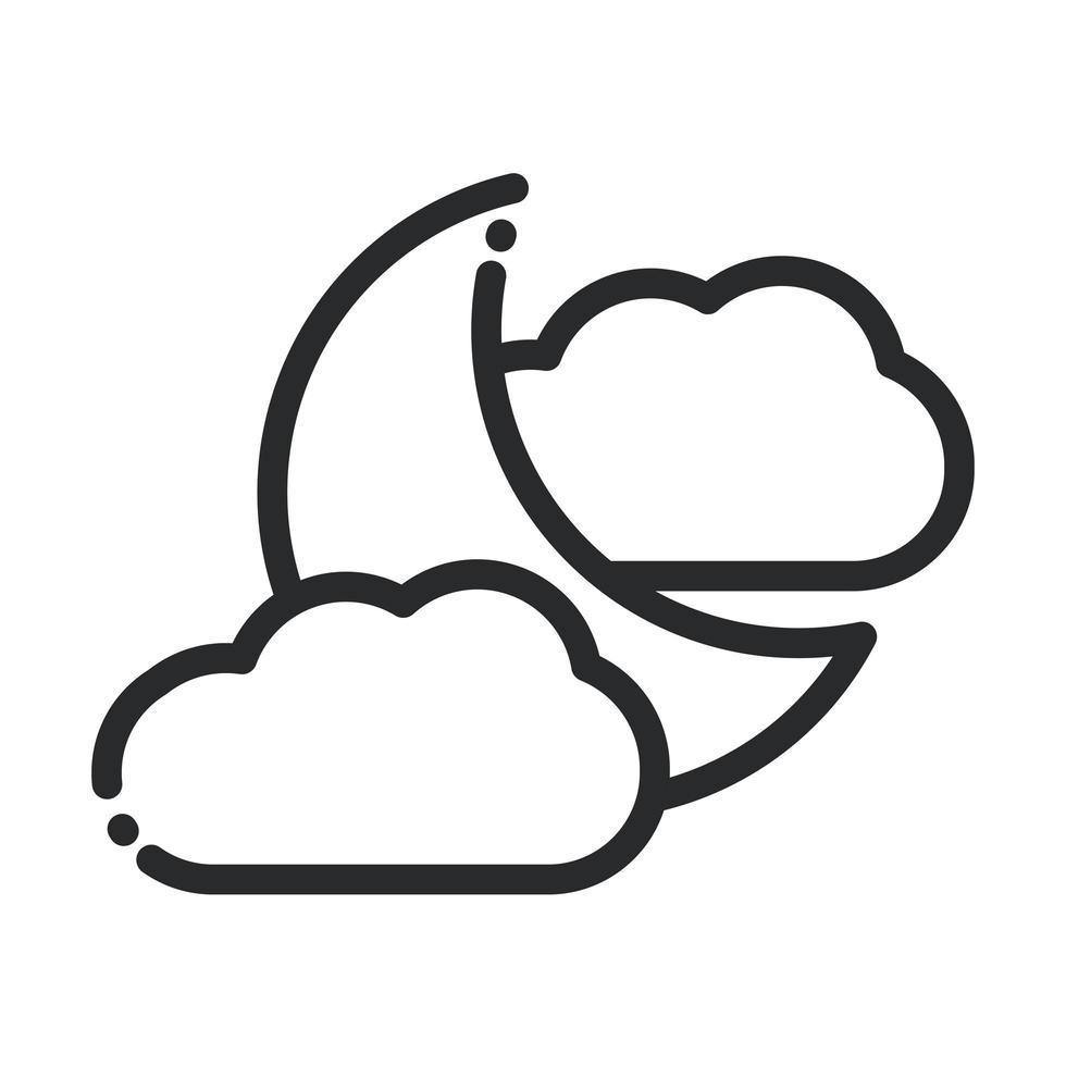 half moon clouds weather nightline style icon vector