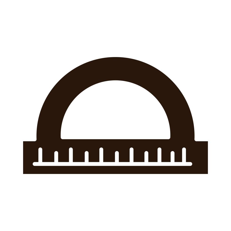 icono de estilo de silueta de suministro de matemáticas geométricas transportador de educación escolar vector