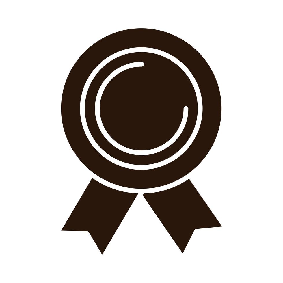 icono de estilo de silueta de suministro de premio de roseta de educación escolar vector