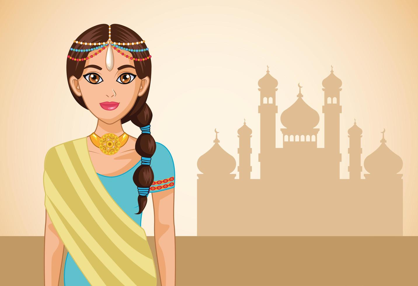 arab bride and mosque vector