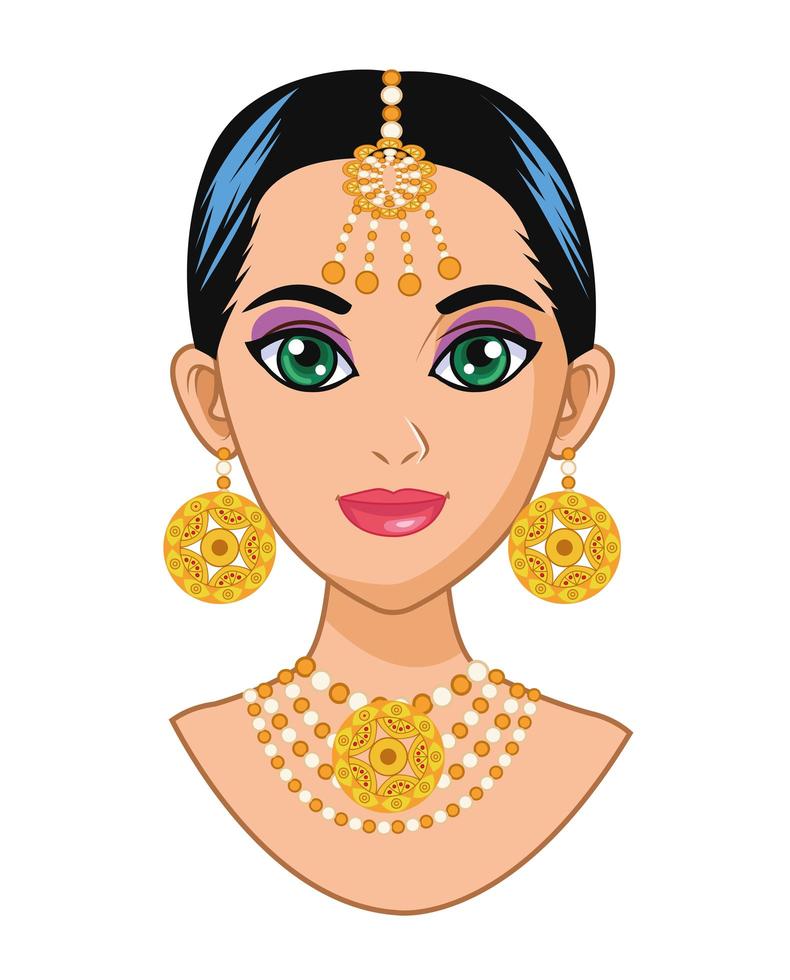 cute arabic bride head vector