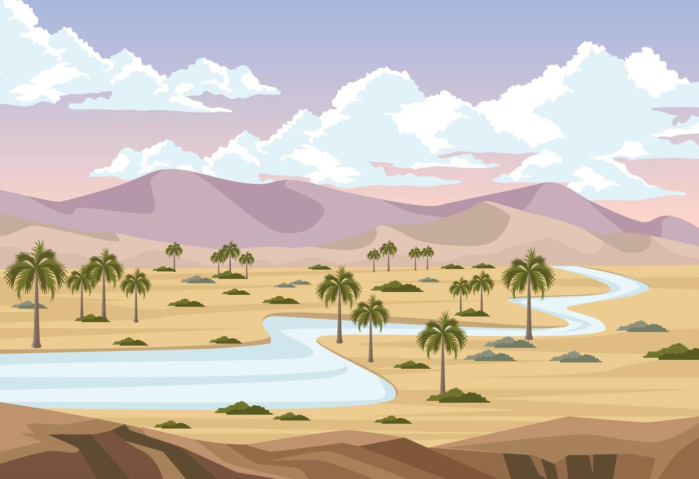 desert with river vector