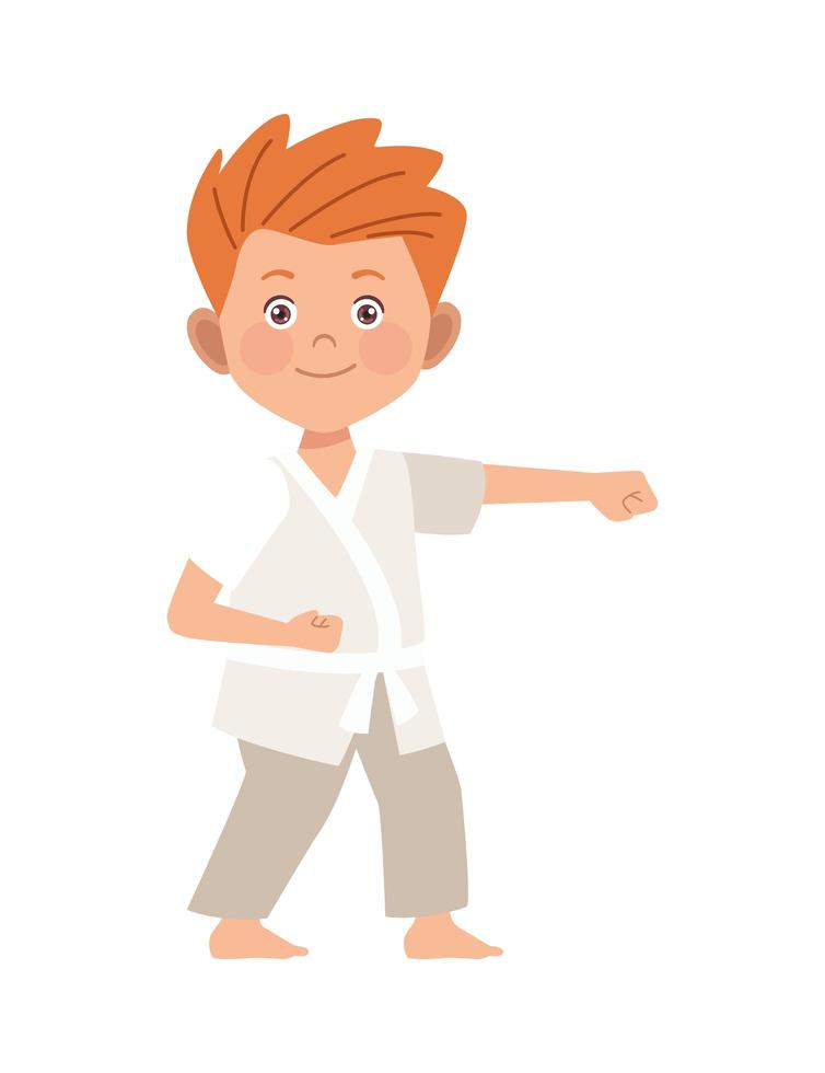 blond boy practicing karate vector