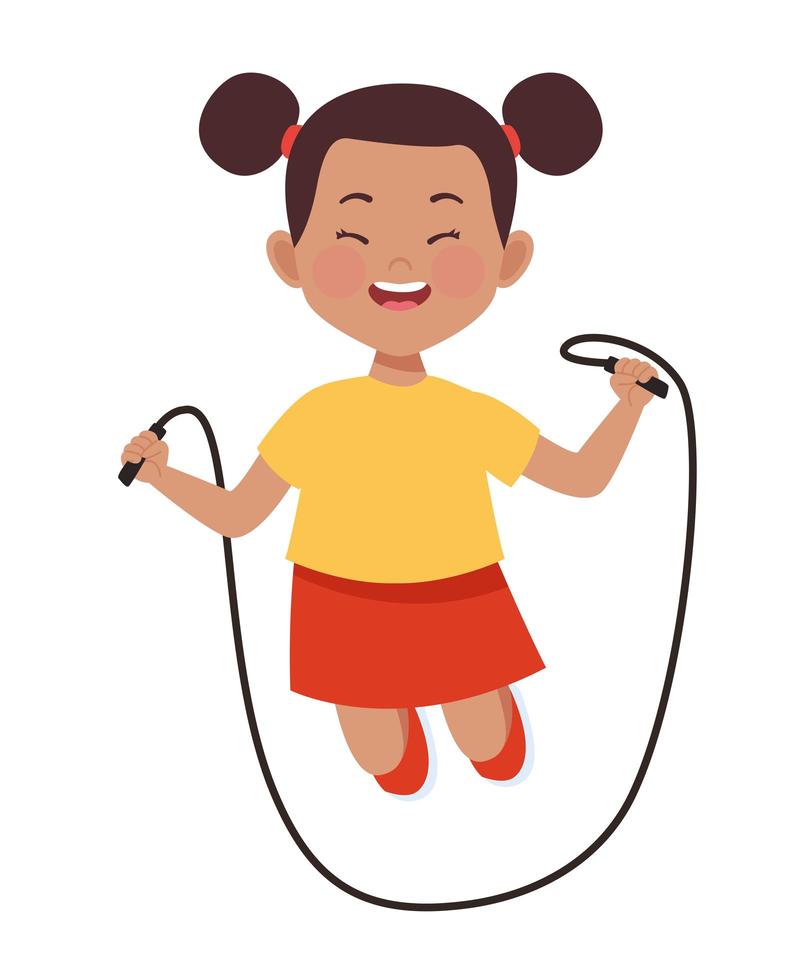 afro girl jumping rope vector