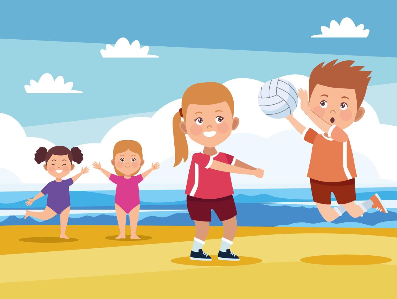 kids activities on beach vector